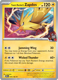 S&V - DRI - 70 - Team Rocket's Zapdos - RARE - Holofoil