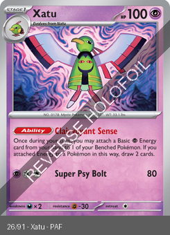 S&V - PAF - 26 - Xatu - RARE - Reverse Holo