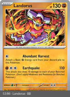 S&V - BLK - 53 - Landorus - RARE - Holofoil