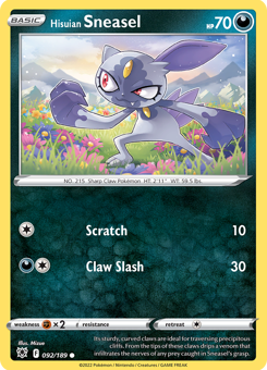 SwSh - ASR - 92 - Hisuian Sneasel - COMMON - Normal