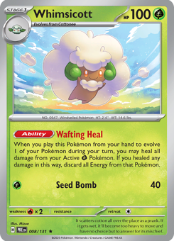 S&V - PRE - 8 - Whimsicott - RARE - Holofoil