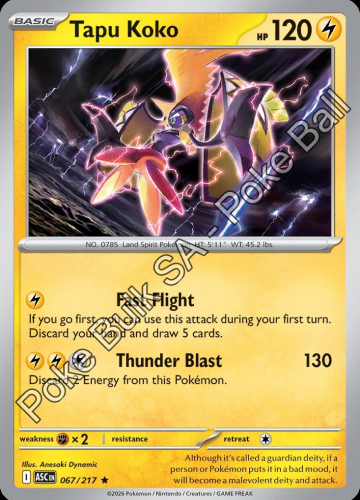 Meg - ASC - 67 - Tapu Koko - RARE - Quick Ball