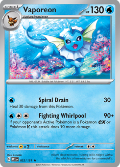 S&V - PRE - 22 - Vaporeon - RARE - Holofoil