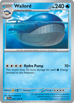 S&V - JTG - 41 - Wailord - RARE - Holofoil