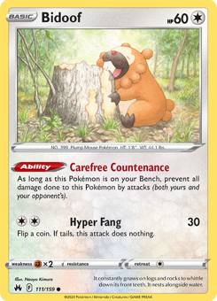 SwSh - CRZ - 111 - Bidoof - COMMON - Normal